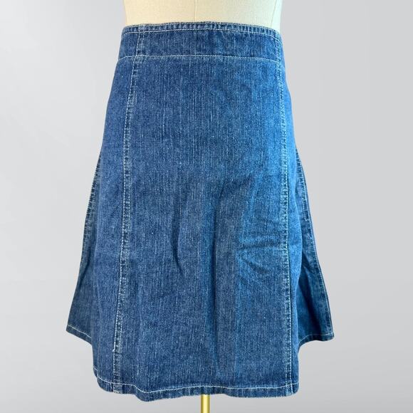 Vintage 90s EXP Jeans By Express Front Zip Up Denim Jean Skirt - Picture 2 of 5